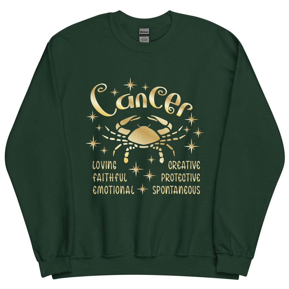 Cancer Zodiac Positive Traits Sweatshirt - Forest Green Color - https://ascensionemporium.net